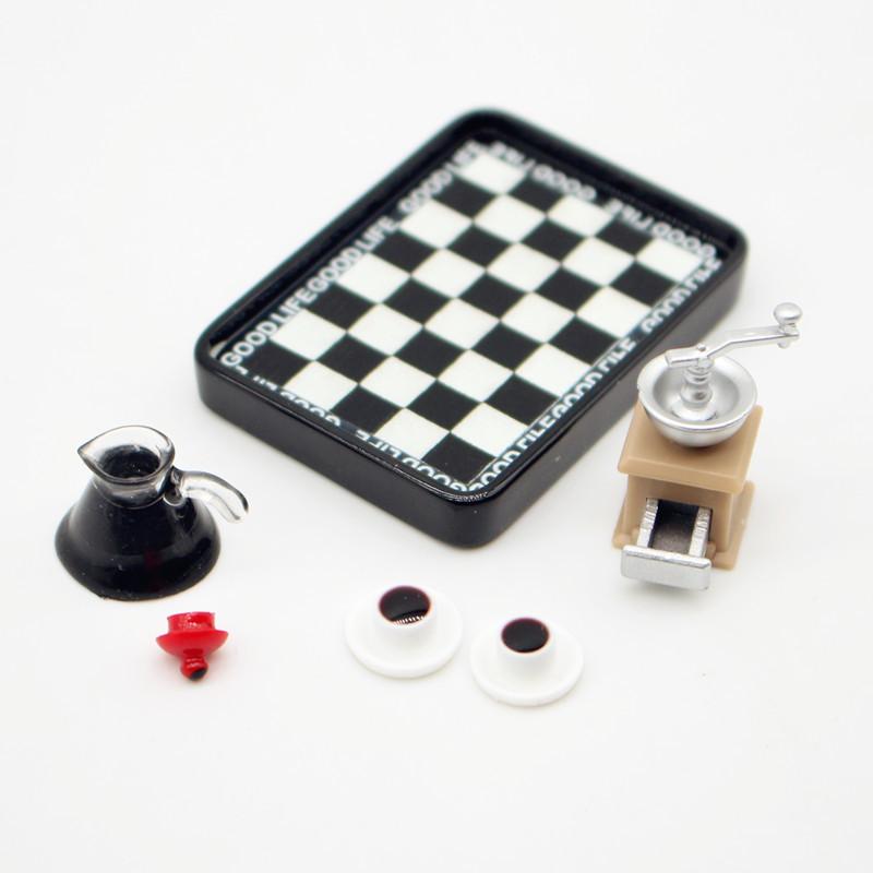 Coffee Maker - Poppenhuis Miniatuur Koffiezetapparaat Grinder Zwart-wit Geruit