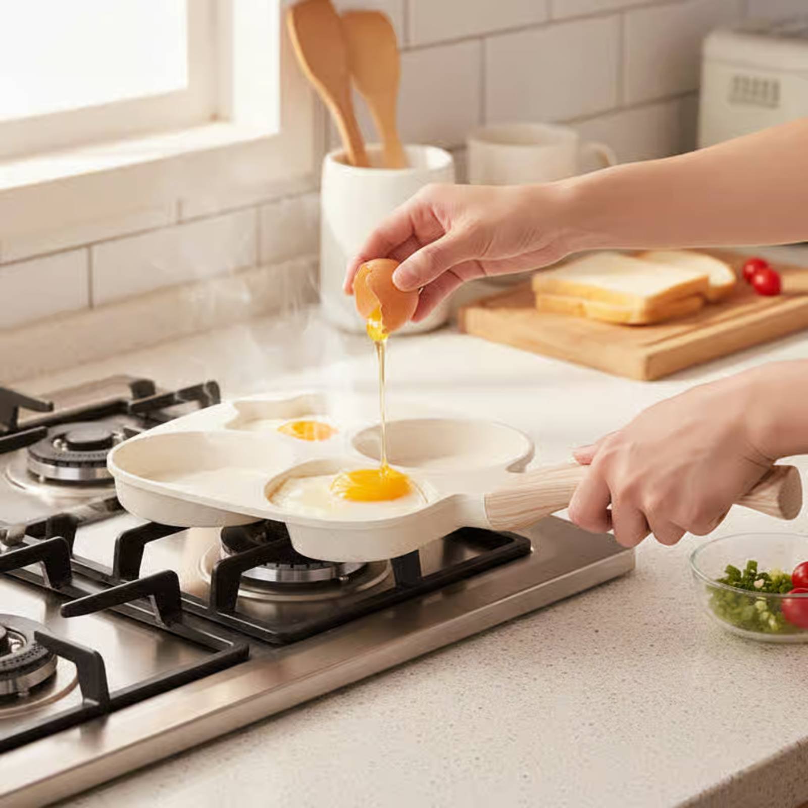 Induction Cooker - Anti-aanbakpan voor ontbijt, duurzame 4-delige bakpan,