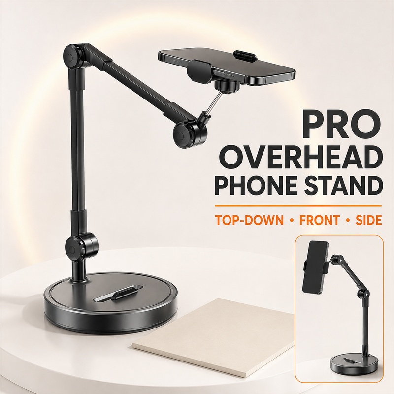 Kitchen Appliances Video - Overhead telefoonstandaard, desktopstatief, bovenaf-opnamehouder voor mobiele