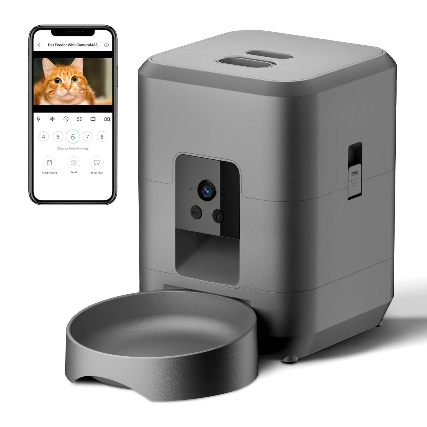 Kitchen Appliances Video - Automatische kattenvoerautomaat met camera, automatische video-hondvoerautomaat,