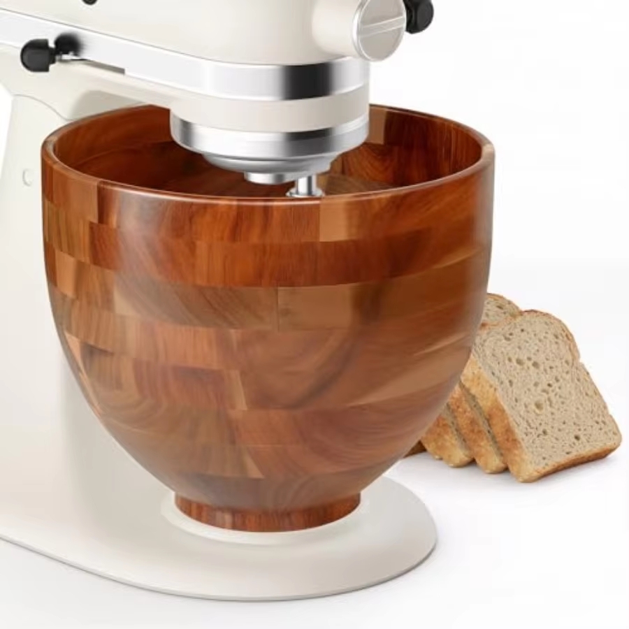 Stand Mixer - Mixer-kom voor thuisbakkers: 9,3x7,3 inch, acaciahout,