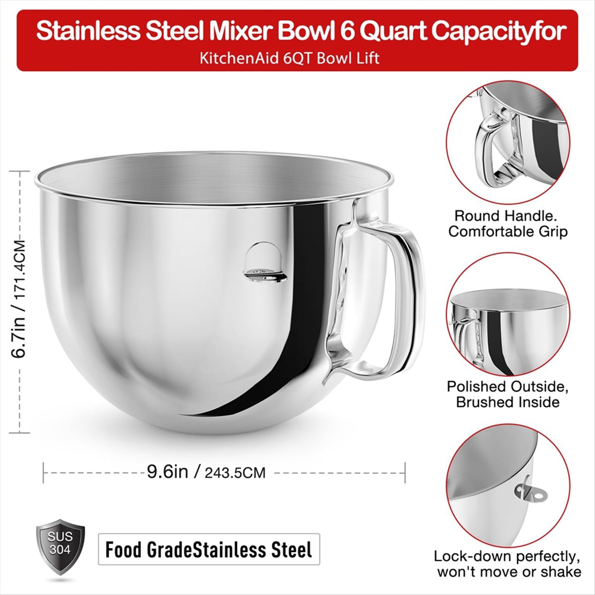 6QT roestvrijstalen mengkom vo - Stand Mixer recensie en prijs