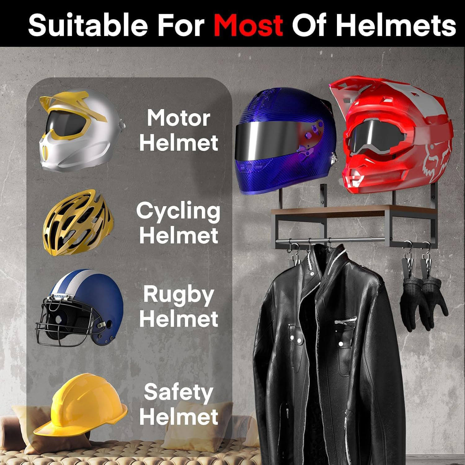Houten motorhelm wandhouder me - Kitchen Appliances Cabinet recensie en prijs
